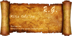 Ritz Géza névjegykártya