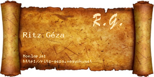Ritz Géza névjegykártya